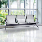 3-Link metallic waiting bench with durable steel frame and comfortable seating for three people in waiting areas.