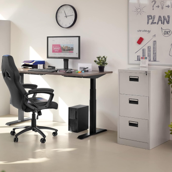 3-Drawer Office Filing Cabinet with lockable drawers for secure document storage and organization.
