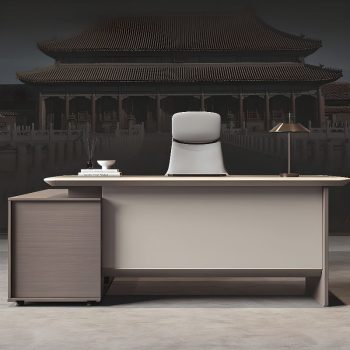 An elegant L-shaped senior executive desk (1600mm) with spacious work areas and a modern, professional design for high-level office tasks.
