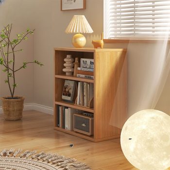 Standard office bookcase with multiple shelves, designed for organizing books, files, and office essentials in a professional workspace.
