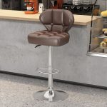 Simple black leather square bar stool with a modern design and sturdy base.
