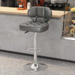 Simple black leather square bar stool with a modern design and sturdy base.