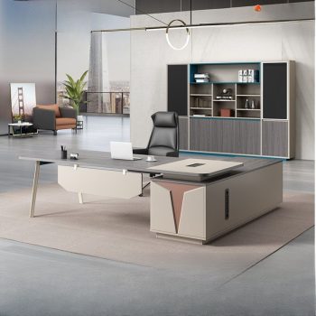 A spacious 1800mm extended office desk with a modern design, featuring a large work surface, clean lines, and built-in storage drawers.