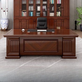 A modern office desk (1600mm) with a sleek, minimalist design, spacious work surface, and integrated storage compartments for organization.