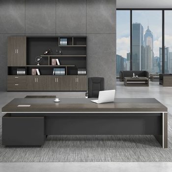 A deluxe 1600mm executive desk with a luxurious finish, spacious work surface, and integrated storage compartments for a professional workspace.