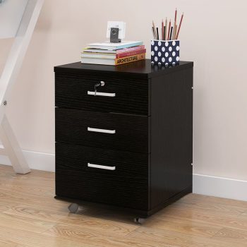 3-drawer rolling office organizer with smooth-rolling wheels for easy mobility and efficient storage in home or office spaces.