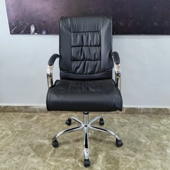 An executive ergonomic office seat designed for comfort, featuring adjustable height, lumbar support, and padded armrests for optimal support during long work hours.