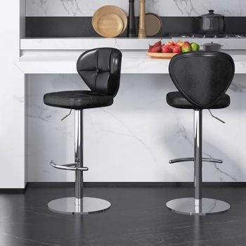 A sleek, modern bar stool with a minimalist design, featuring a comfortable seat and sturdy metal legs, perfect for contemporary settings.