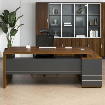 1600mm office manager desk featuring a spacious work surface and built-in storage, ideal for professional, high-functioning office environments.