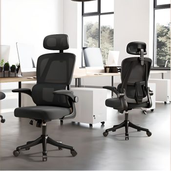 Mesh Chair with adjustable back angle, ergonomic design, and breathable fabric for comfort and support during long hours of work.
