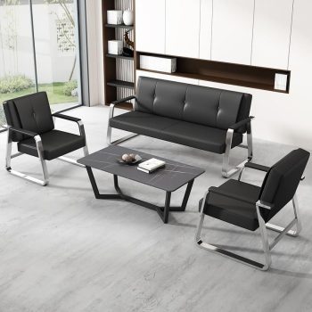 A luxurious 5-seater executive office sofa, designed with premium leather upholstery and a modern, ergonomic structure.