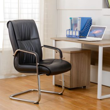 High back executive office chair offering ergonomic support and comfort for long work hours.