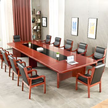 A sleek, modern rectangular office conference table with a smooth surface and sturdy legs, perfect for professional meetings and collaborative spaces.