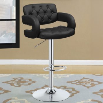Contemporary armrest rotating pub stool with a sleek, modern design featuring padded seating and adjustable height functionality.