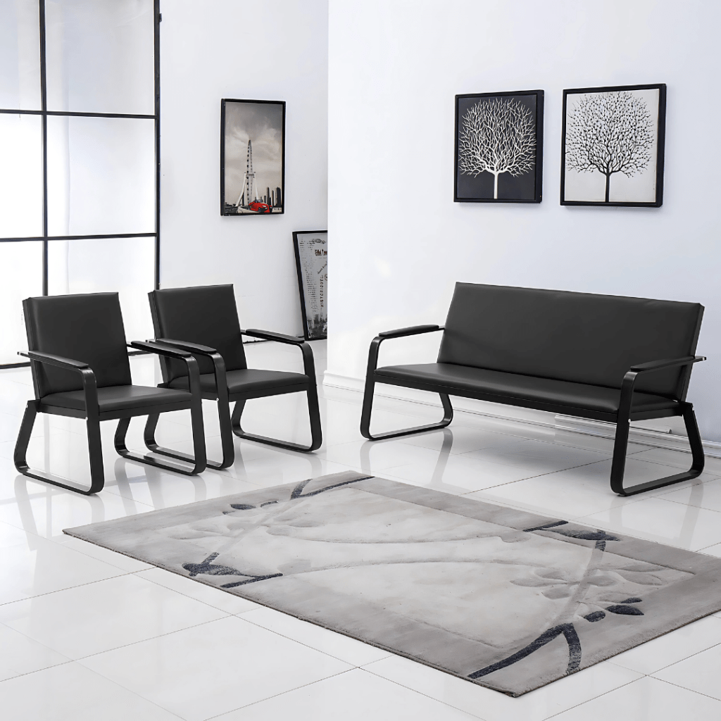 5-Seater Reception Waiting Sofa with a sleek design, offering comfortable seating for visitors in waiting areas, offices, or reception spaces.