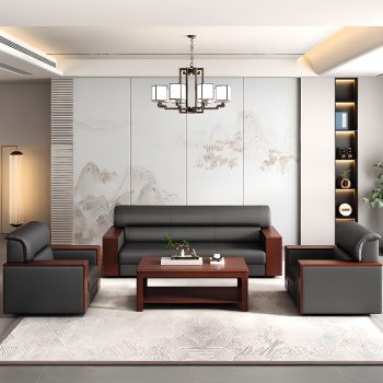 Luxurious modern leather office sofa with sleek design and comfortable seating, perfect for a professional and stylish workspace.