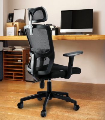 Orthopedic High-back Mesh Office Chair with ergonomic design, breathable mesh back, and adjustable features for comfort and support during long hours of work.