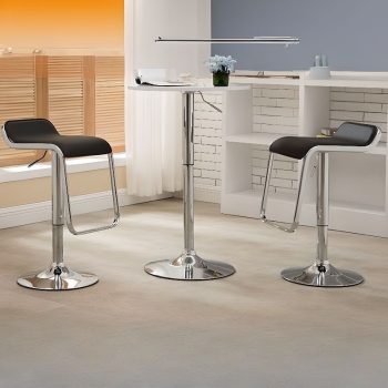 A sleek height-adjustable bar stool with a modern design, offering comfort and style for any bar or kitchen space.