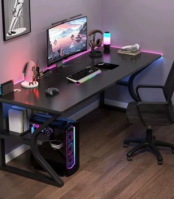 A modern rectangle computer work desk with a spacious surface, clean lines, and ergonomic design, perfect for home offices and workspaces.