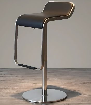Leather-padded rotating bar seat with a sleek design, offering comfort and easy rotation for a modern bar or kitchen setting.