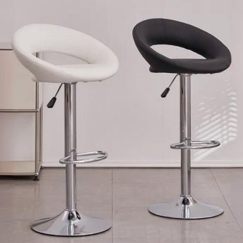 A sleek height-adjustable bar stool with a simple and modern design, offering comfort and versatility for any bar or kitchen setting.