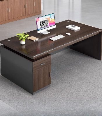 A modern 140cm executive home office desk with a spacious surface, sleek design, and stylish storage options for professional workspaces.