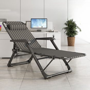 A comfortable arm recliner deck chair with adjustable backrest and armrests, perfect for outdoor relaxation on the deck or patio.