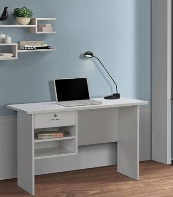 Sleek modern home office study desk with a spacious design.