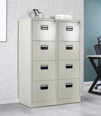 "4-drawer steel office filing cabinet with lockable storage"