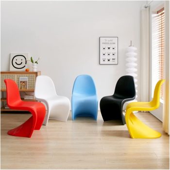 Iconic Vitra Panton Chair with a smooth, sculptural silhouette for contemporary interiors.