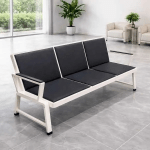 Black 3-Seater Padded Reception Bench - Image 4